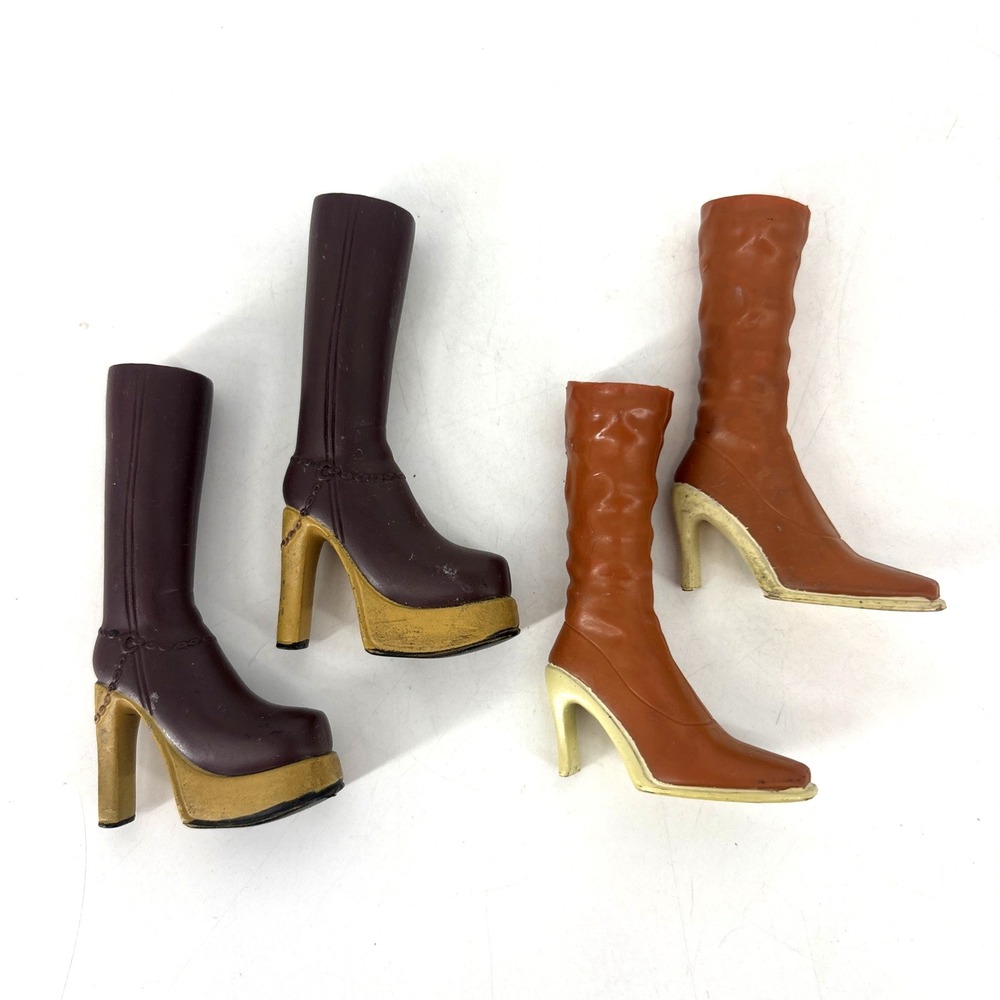 BRATZ Doll Boot Lot MGA SHOES Brown Boots Party Perfection & Funk Out Fiana Boot